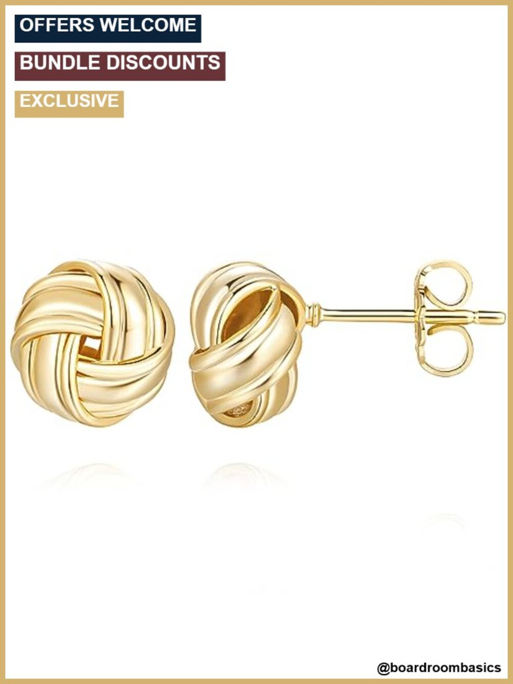 14K Gold Plated Twisted Knot Stud Earrings Women Vintage